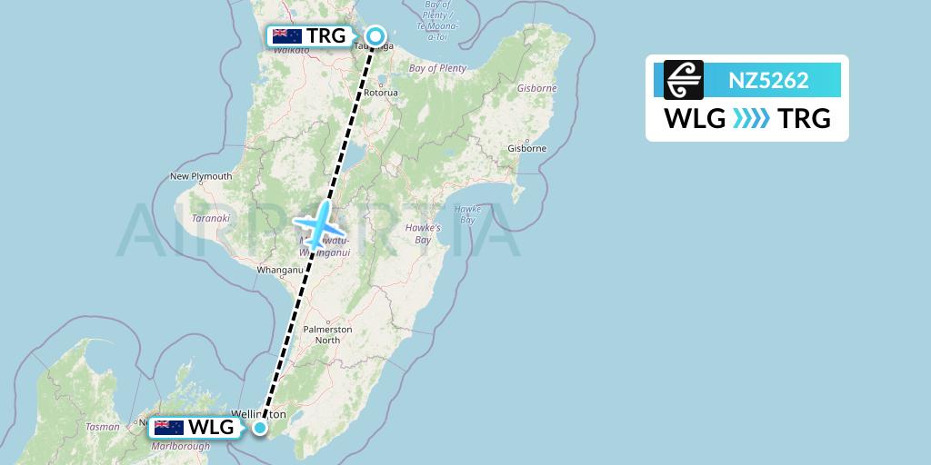 NZ5262 Air New Zealand Flight Map: Wellington to Tauranga