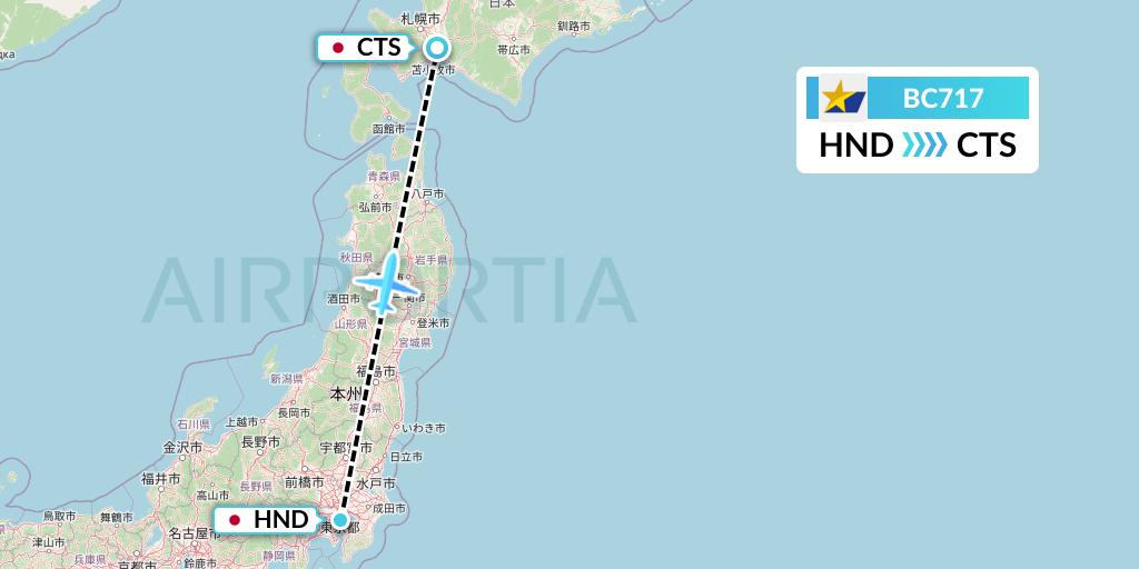 BC717 Skymark Airlines Flight Map: Tokyo to Sapporo