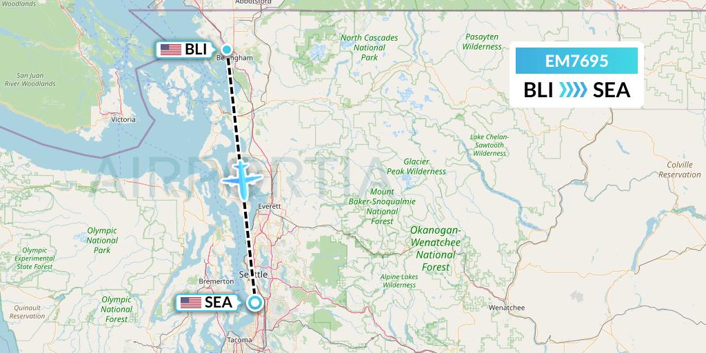 EM7695 Empire Airlines Flight Map: Bellingham to Seattle