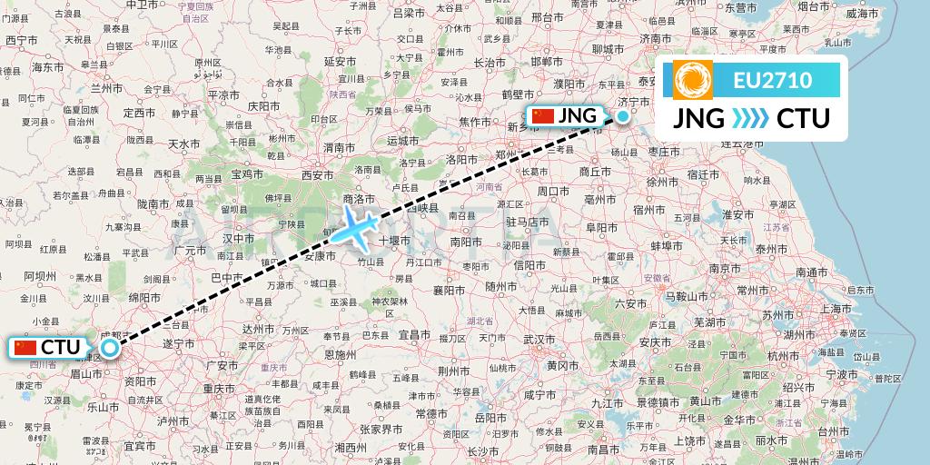 EU2710 Chengdu Airlines Flight Map: Jining to Chengdu