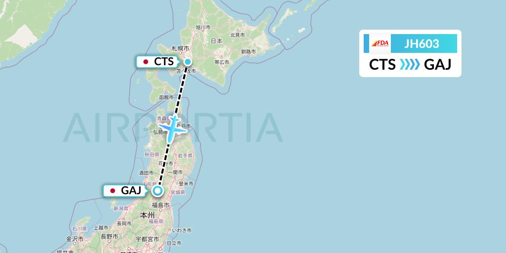 JH603 Fuji Dream Airlines Flight Map: Sapporo to Yamagata