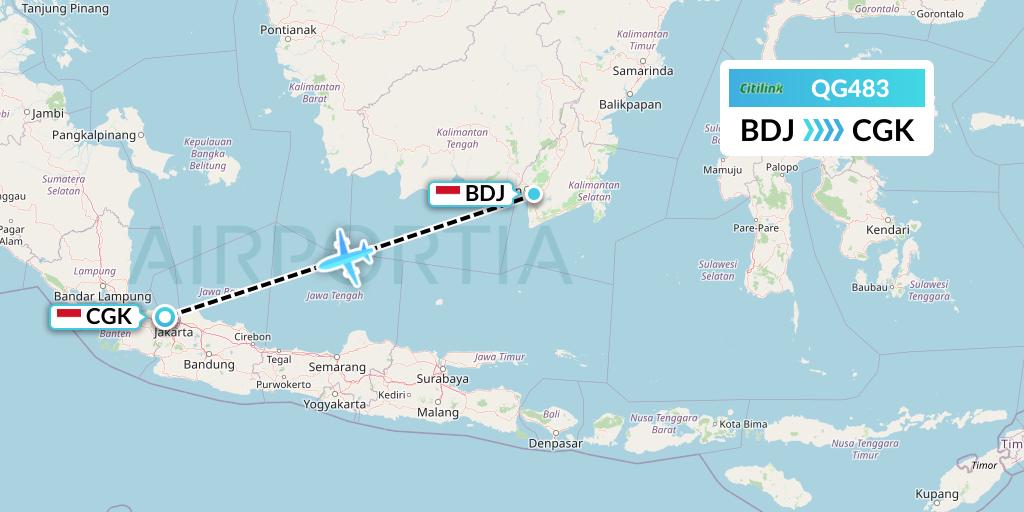 QG483 Citilink Flight Map: Banjarmasin to Jakarta