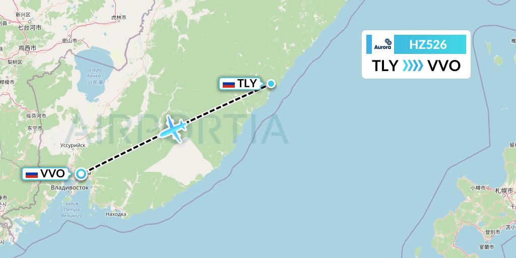 HZ526 Aurora Flight Map: Plastun to Vladivostok