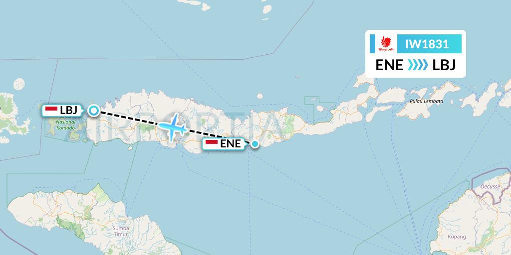IW1831 Wings Air Flight Map: Ende to Labuan Bajo