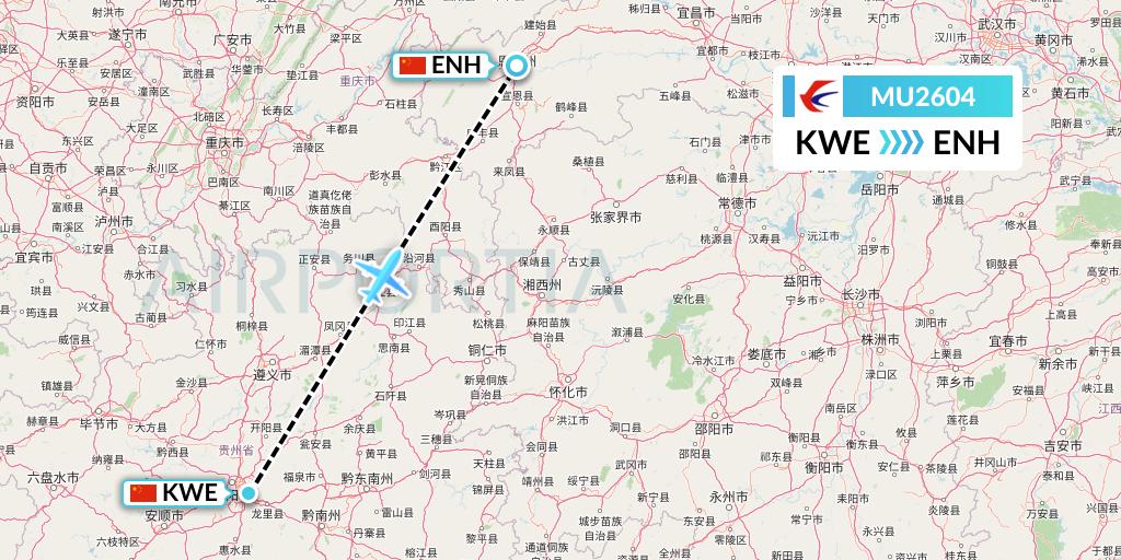 MU2604 China Eastern Airlines Flight Map: Guiyang to Enshi