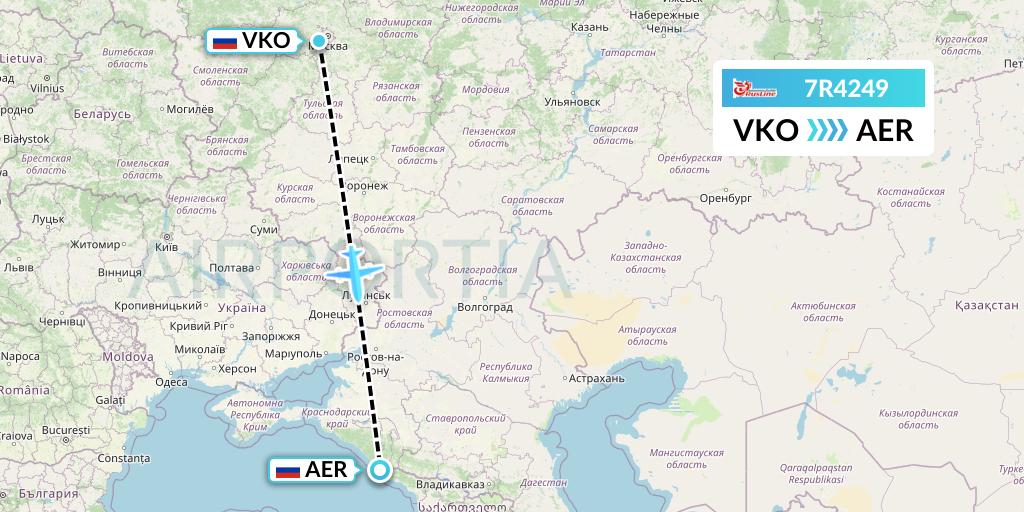 7R4249 Rusline Flight Map: Moscow to Sochi
