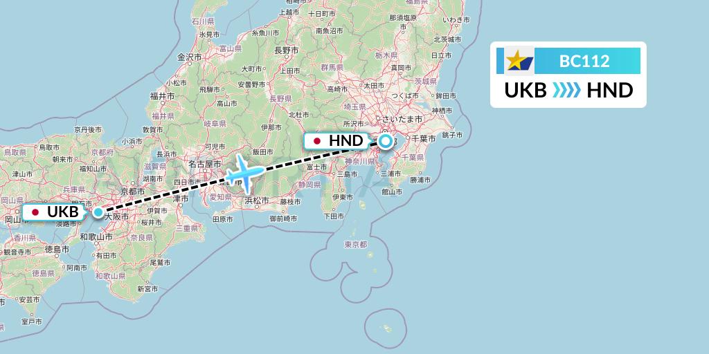 BC112 Skymark Airlines Flight Map: Kobe to Tokyo
