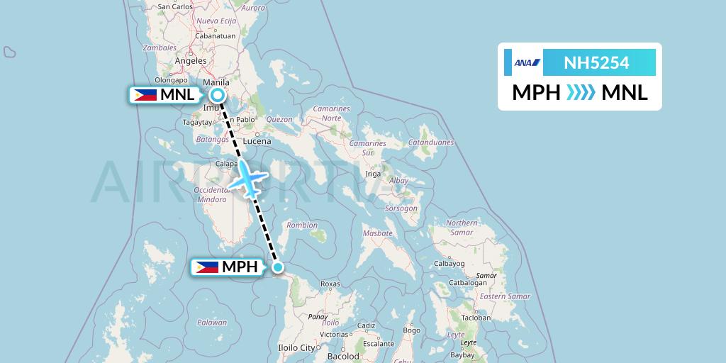 NH5254 All Nippon Airways Flight Map: Caticlan to Manila