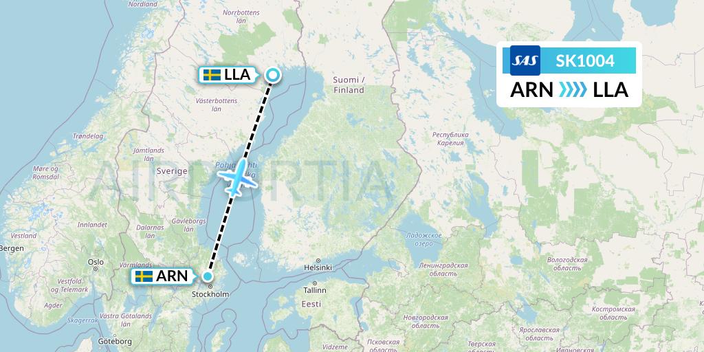 SK1004 SAS Flight Map: Stockholm to Lulea