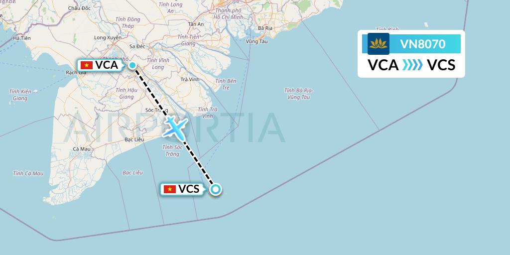 VN8070 Vietnam Airlines Flight Map: Can Tho to Con Dao