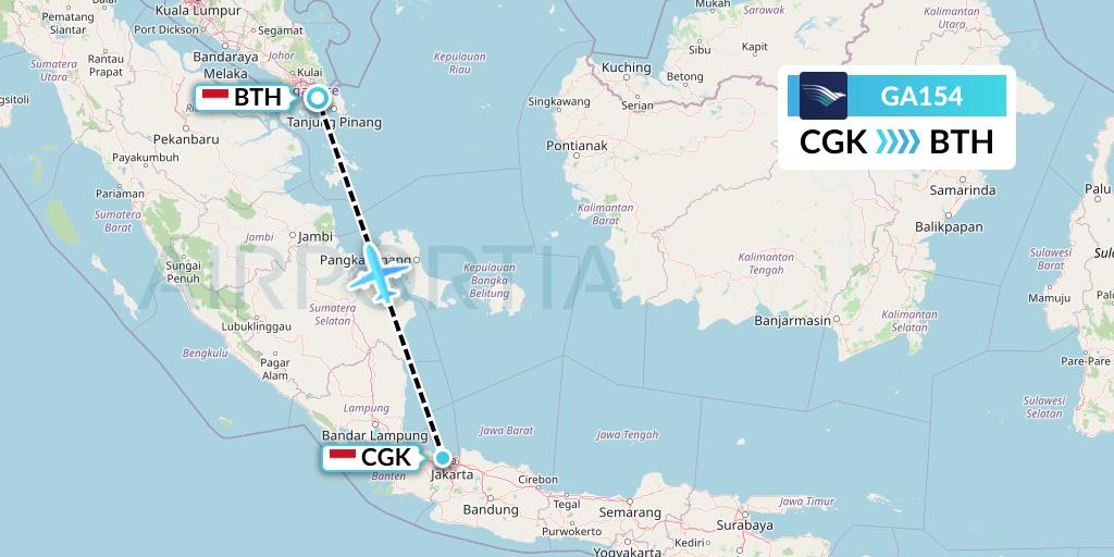 GA154 Garuda Indonesia Flight Map: Jakarta to Batam