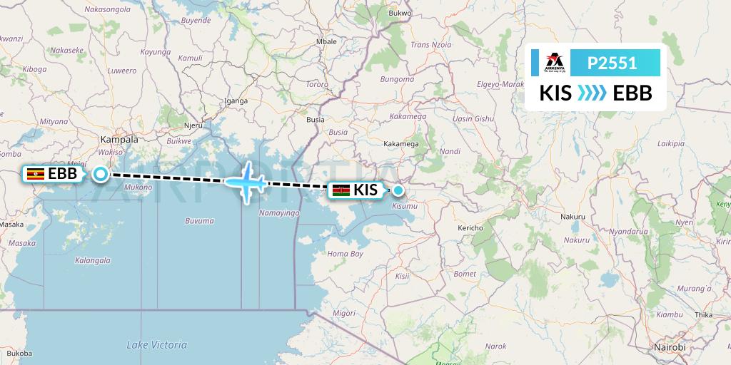 P2551 Flight Status Airkenya Express Kisumu to Entebbe (XAK551)