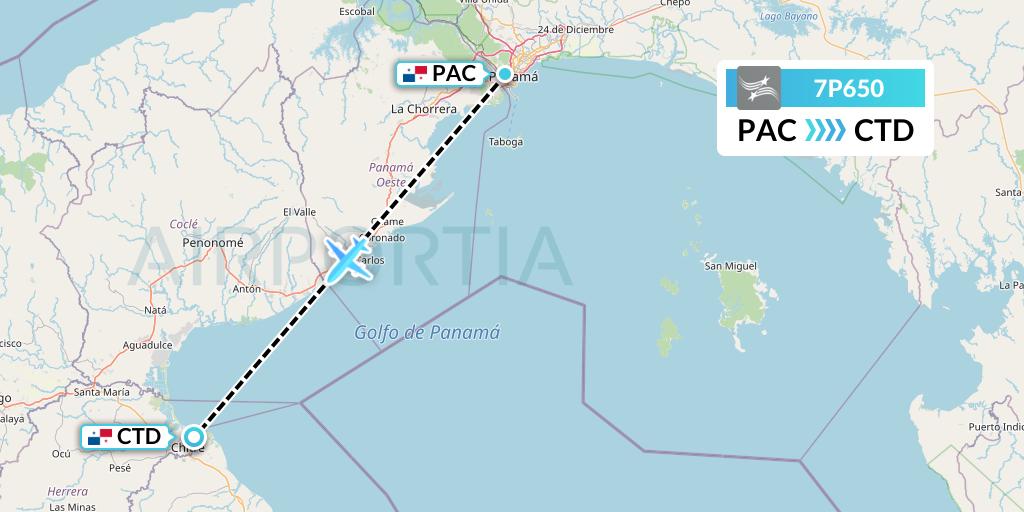7P650 Air Panama Flight Map: Panama City to Chitre
