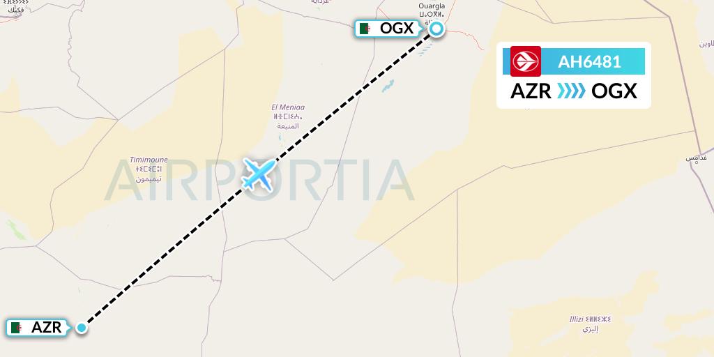 AH6481 Air Algerie Flight Map: Adrar to Ouargla