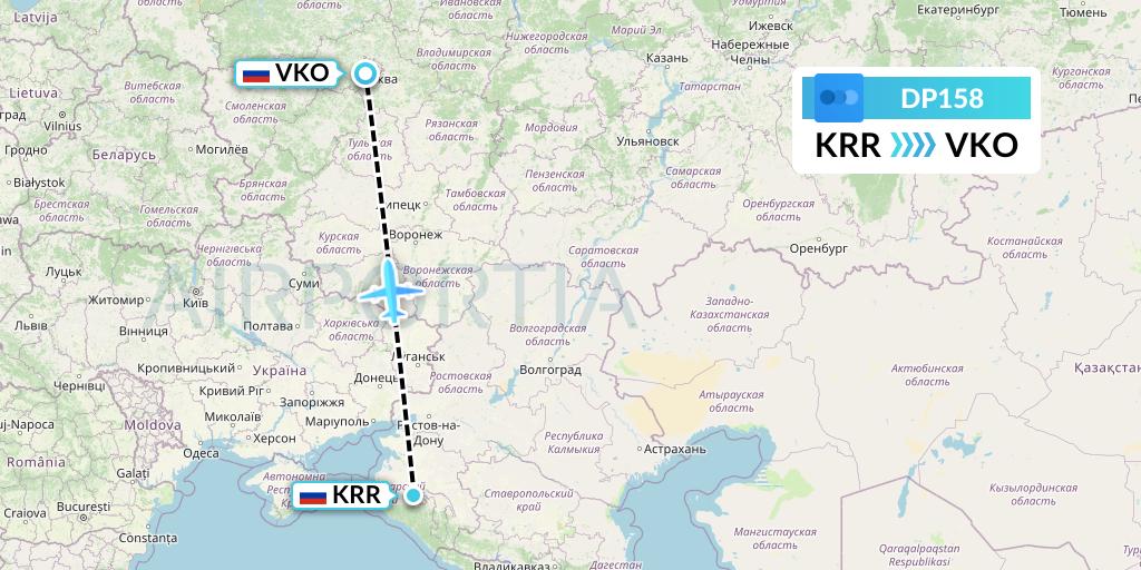 DP158 Pobeda Flight Map: Krasnodar to Moscow