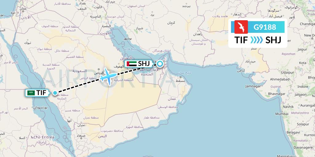 G9188 Air Arabia Flight Map: Taif to Sharjah