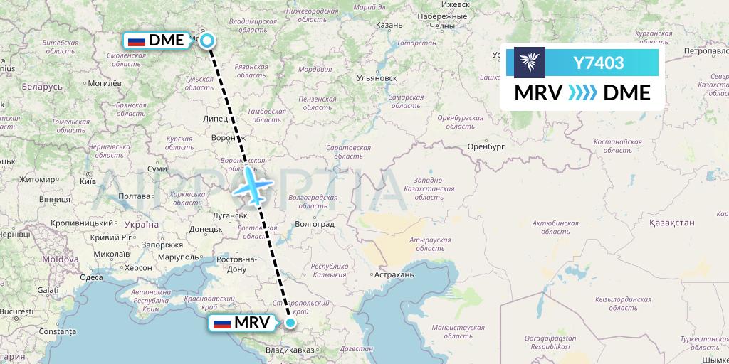 Y7403 NordStar Flight Map: Mineralnye Vody to Moscow