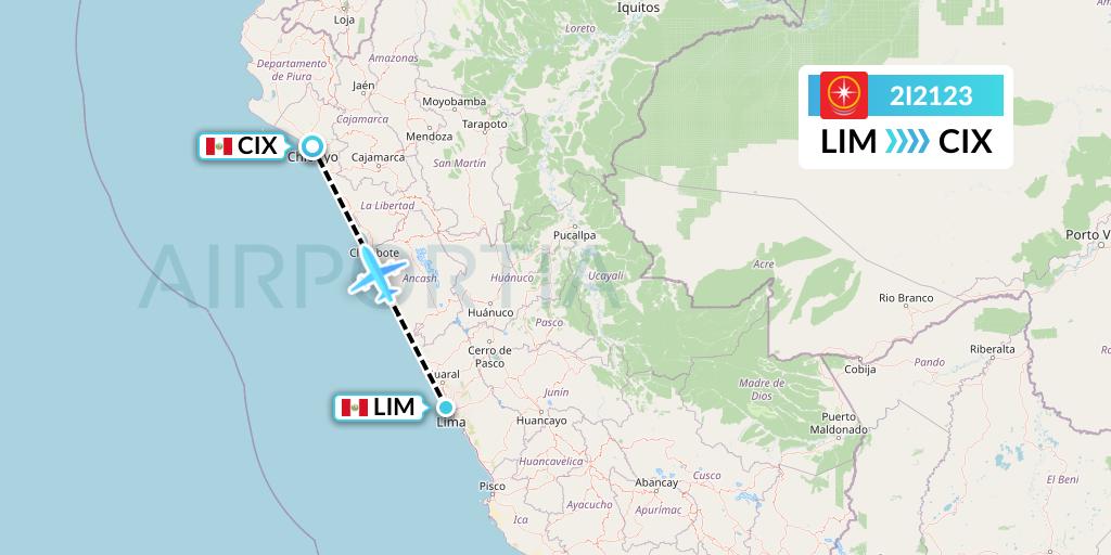 2I2123 Star Peru Flight Map: Lima to Chiclayo