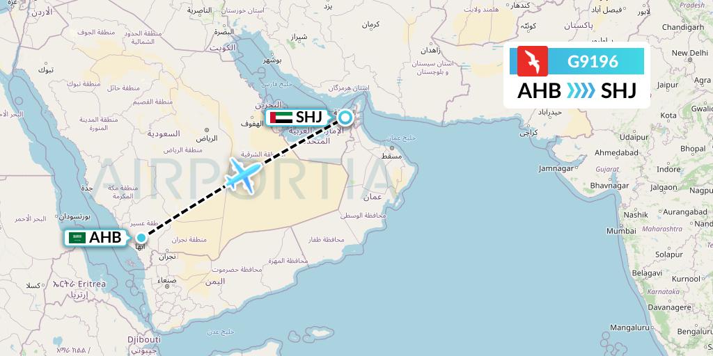 G9196 Air Arabia Flight Map: Abha to Sharjah