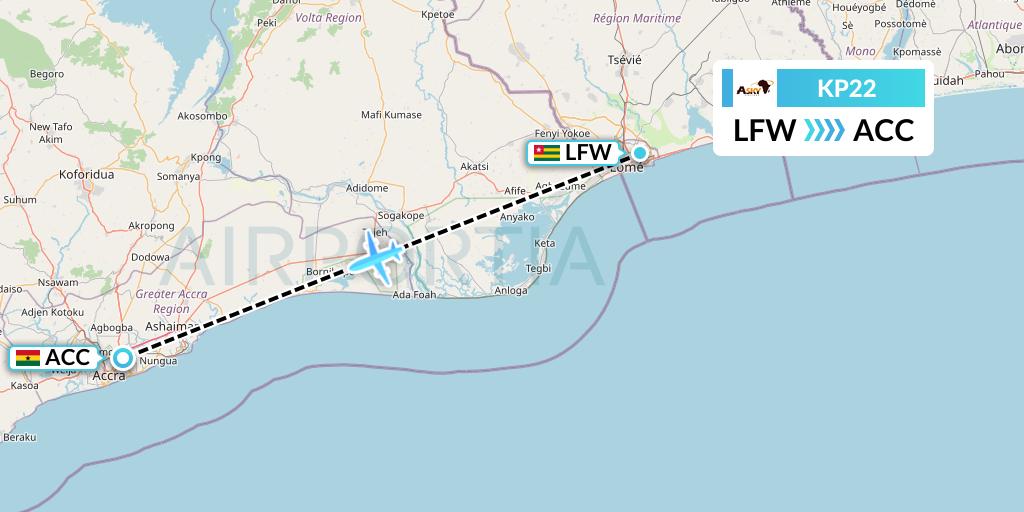 KP22 ASKY Flight Map: Lome to Accra