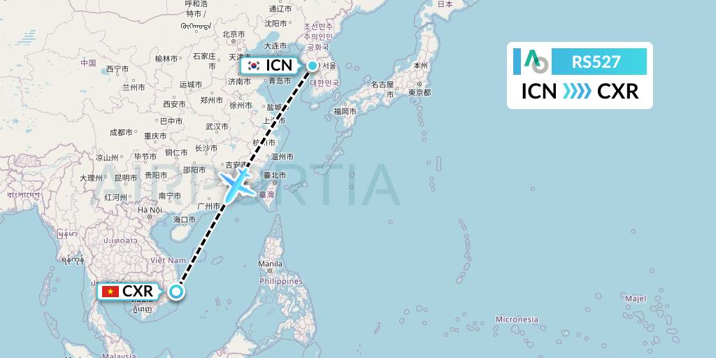 RS527 Air Seoul Flight Map: Seoul to Nha Trang