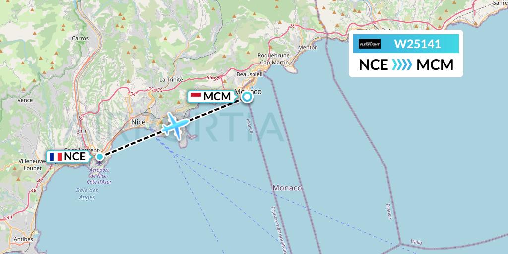 W25141 Flex Flight Flight Map: Nice to Fontvieille