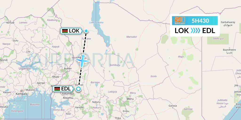 5H430 Fly540 Flight Map: Lodwar to Eldoret