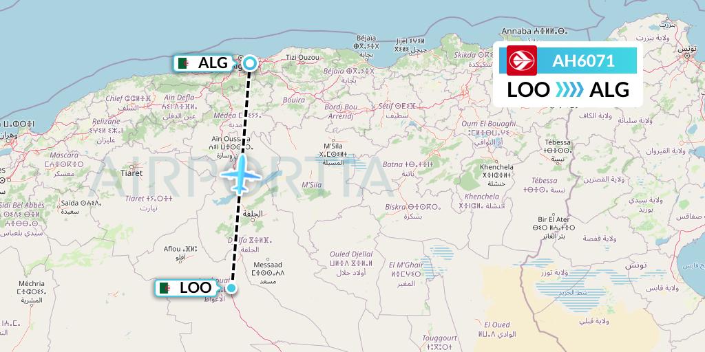 AH6071 Air Algerie Flight Map: Laghouat to Algiers