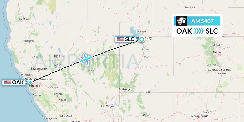 AM5407 Aeromexico Flight Map: Oakland to Salt Lake City