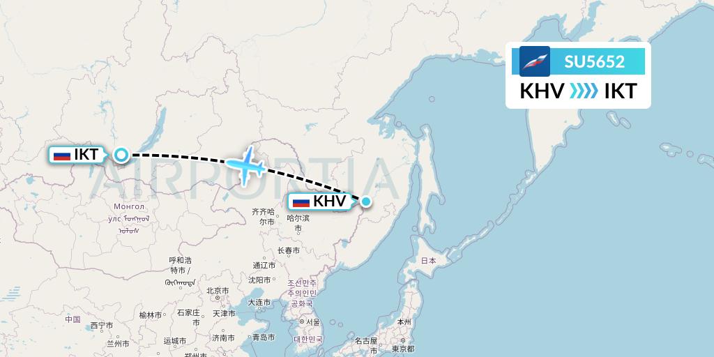 SU5652 Aeroflot Flight Map: Khabarovsk to Irkutsk