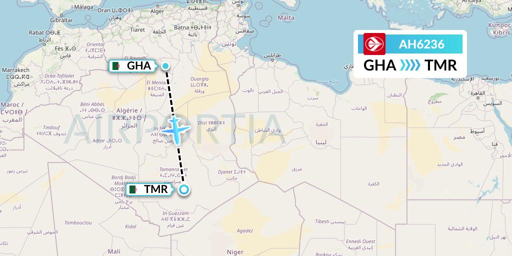 AH6236 Air Algerie Flight Map: Ghardaia to Tamanrasset