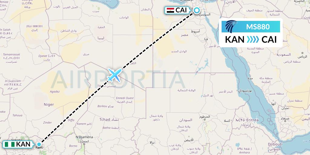 MS880 Flight Status EgyptAir: Kano to Cairo (MSR880)