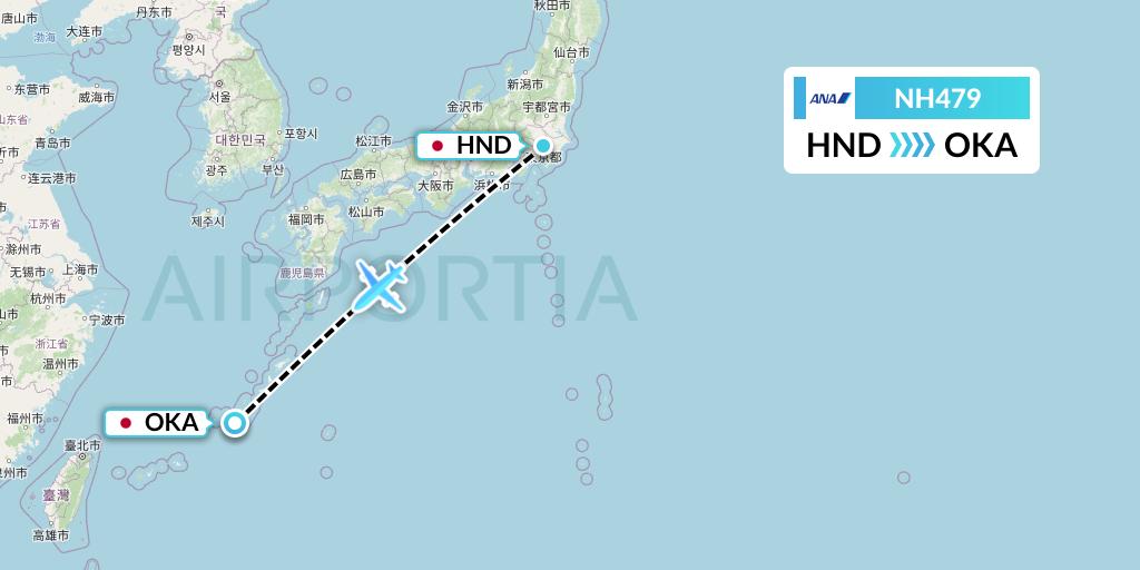 NH479 All Nippon Airways Flight Map: Tokyo to Naha