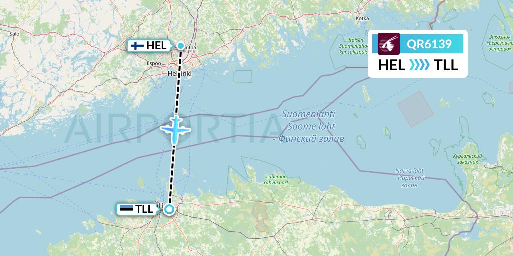 QR6139 Qatar Airways Flight Map: Helsinki to Tallinn
