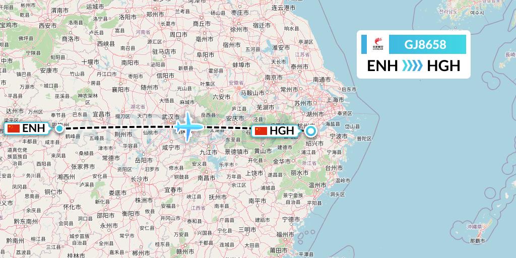 GJ8658 Loong Airlines Flight Map: Enshi to Hangzhou