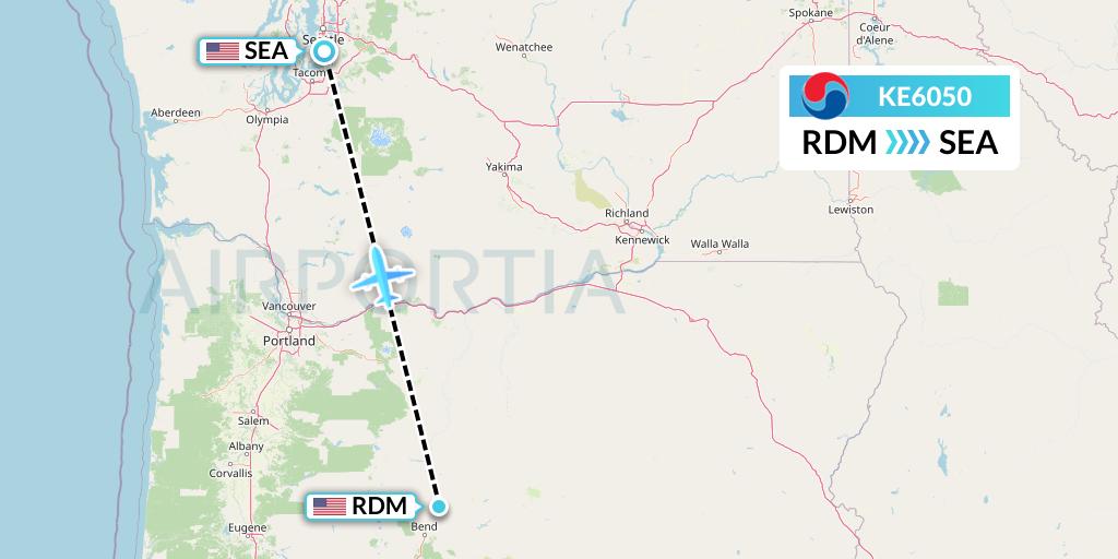 KE6050 Korean Air Flight Map: Redmond to Seattle