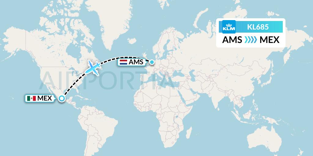 KL685 Flight Status KLM Amsterdam to Mexico City (KLM685)