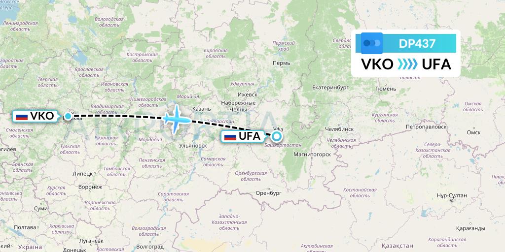 DP437 Pobeda Flight Map: Moscow to Ufa