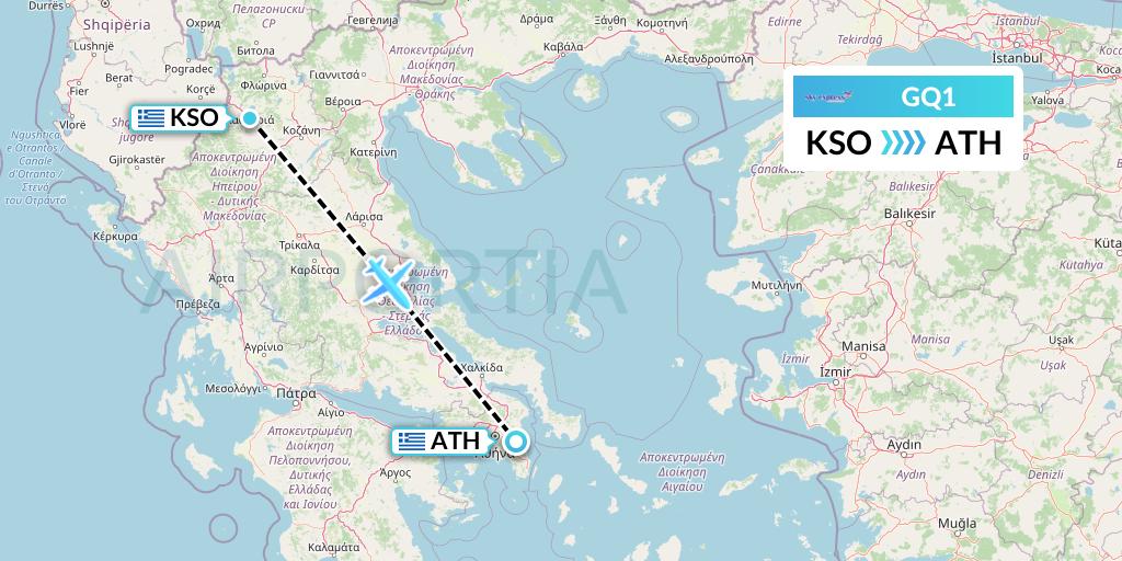 GQ1 Sky Express (Greece) Flight Map: Kastoria to Athens
