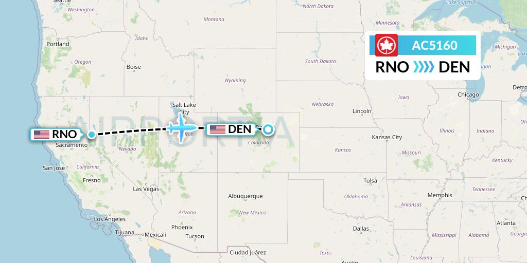 AC5160 Air Canada Flight Map: Reno to Denver