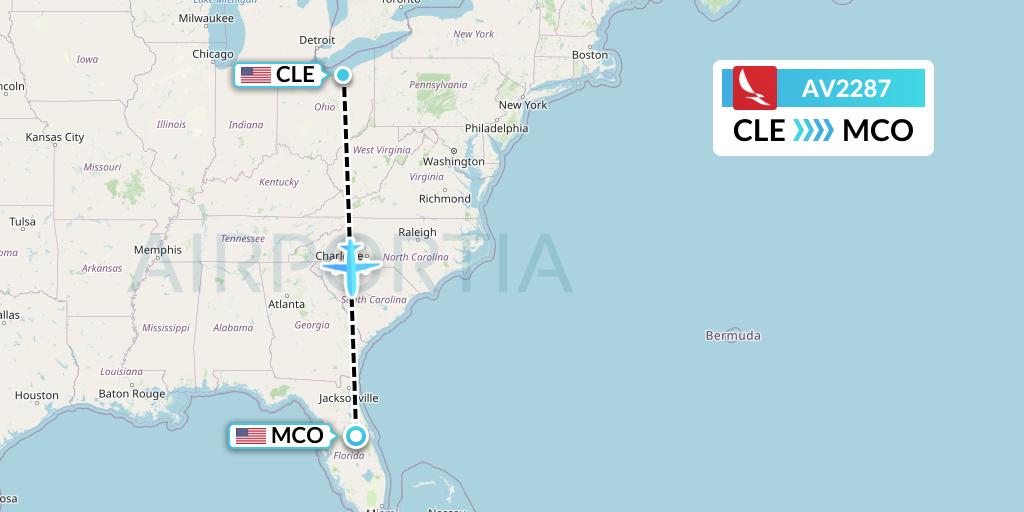 AV2287 Avianca Flight Map: Cleveland to Orlando