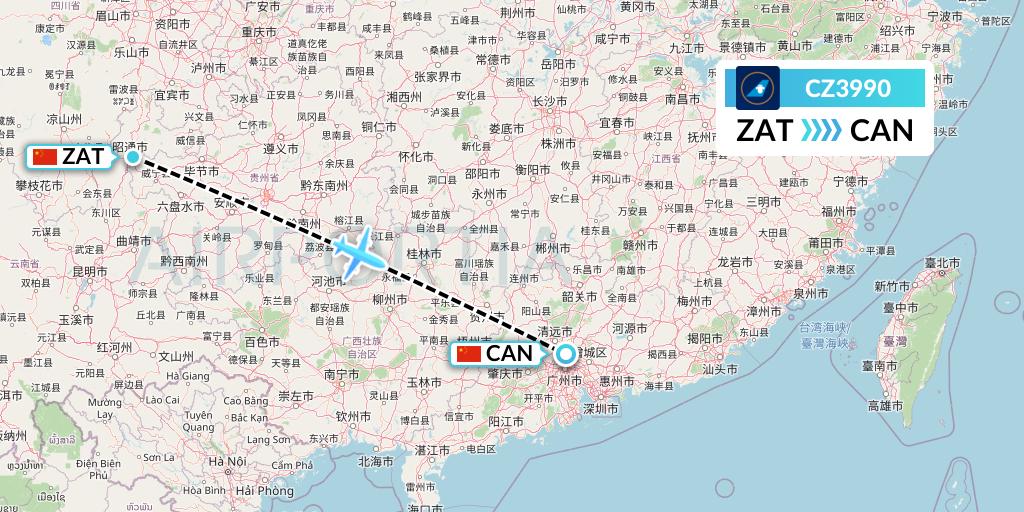 CZ3990 China Southern Airlines Flight Map: Zhaotong to Guangzhou