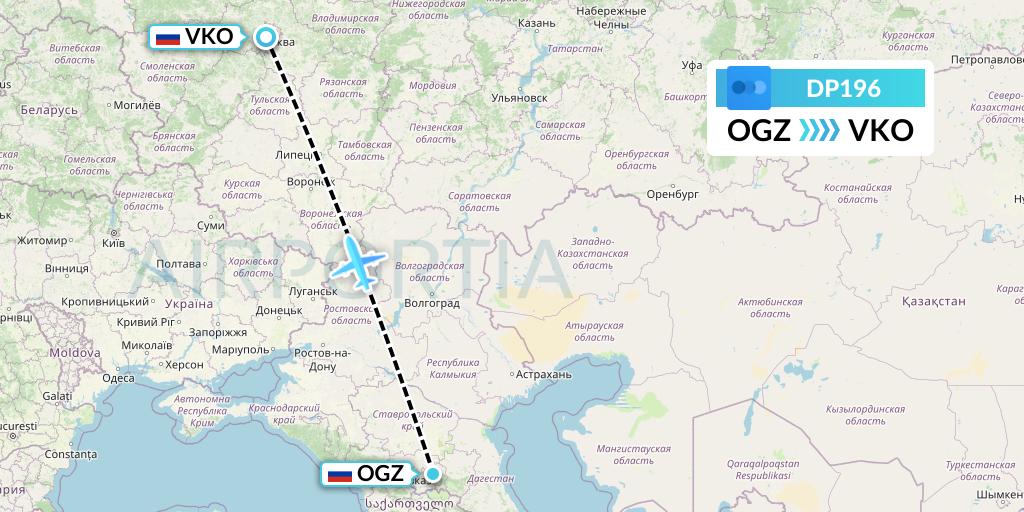DP196 Pobeda Flight Map: Beslan to Moscow