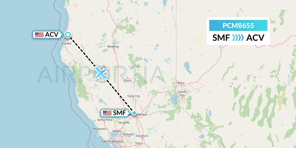 PCM8655 Westair Industries Flight Map: Sacramento to Eureka