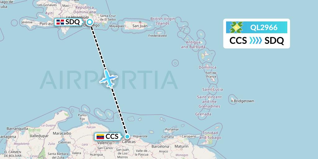 QL2966 Flight Status Laser Airlines Caracas to Santo Domingo (LER2966)