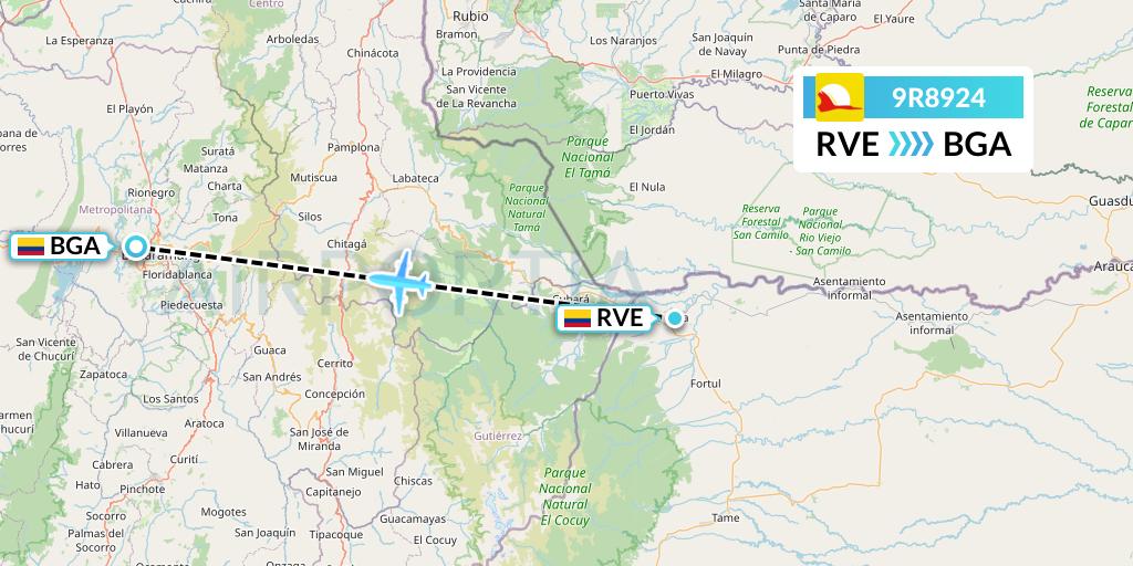 9R8924 Satena Flight Map: Saravena to Bucaramanga