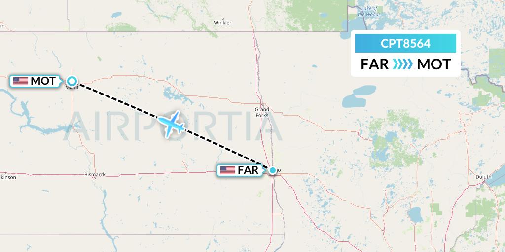 CPT8564 Corporate Air Flight Map: Fargo to Minot