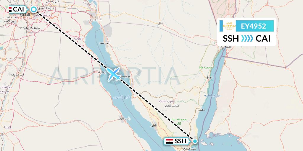 EY4952 Etihad Airways Flight Map: Sharm el-Sheikh to Cairo
