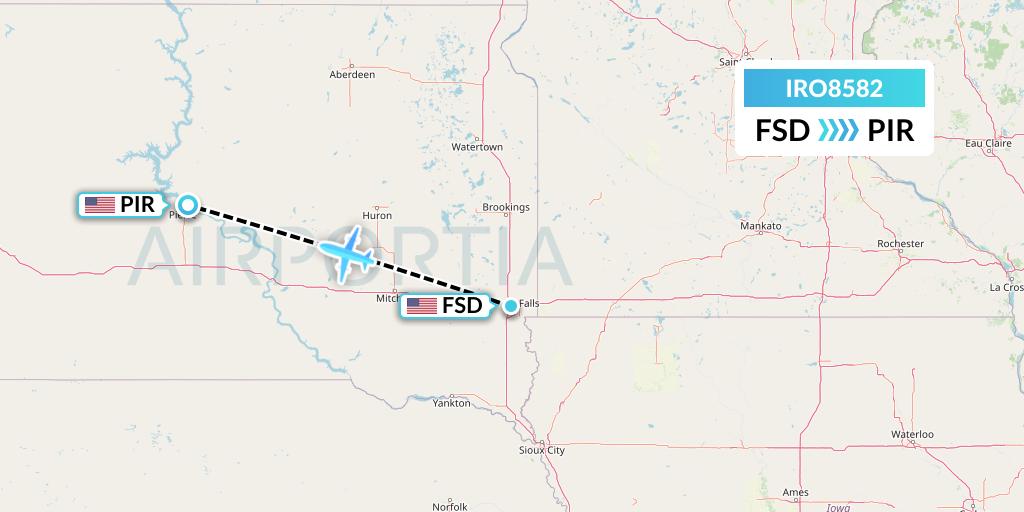 IRO8582 CSA Air Flight Map: Sioux Falls to Pierre