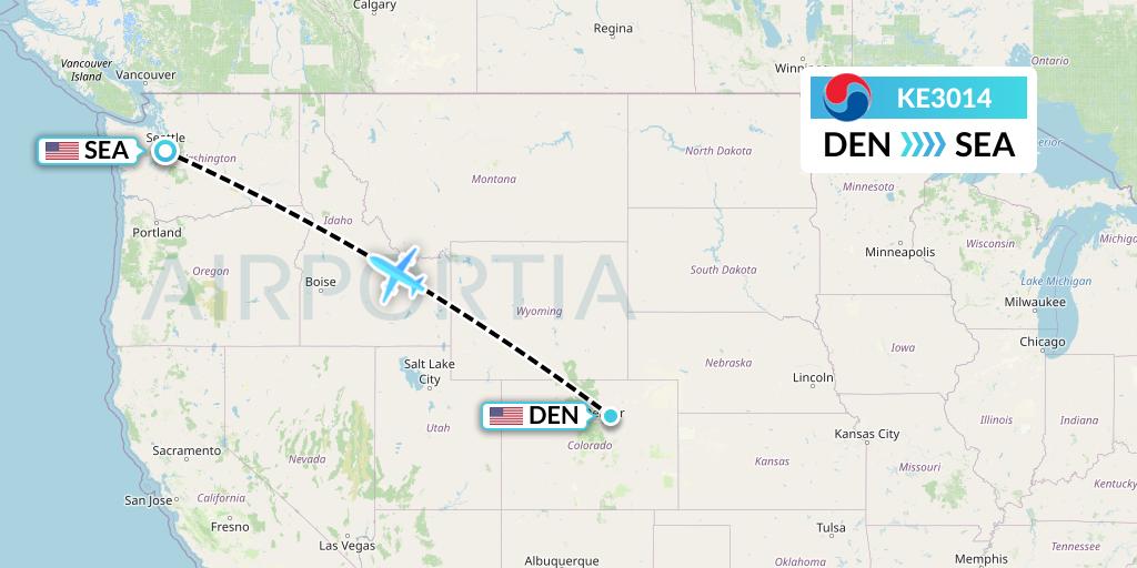 KE3014 Korean Air Flight Map: Denver to Seattle
